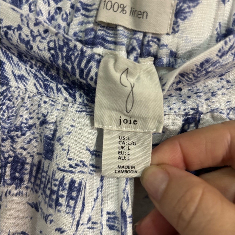 Joie Linen Blue and White Tropical Print Skirt - Picture 5 of 6